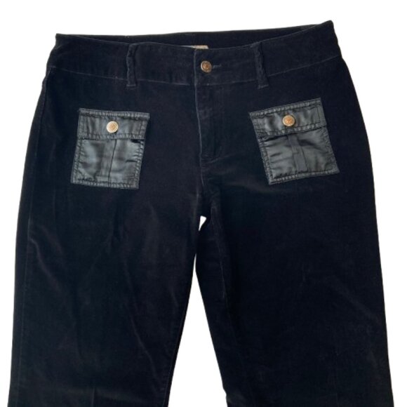 VTG American Flavor Velvet Pocket Detail Flare Jean Y2K 90s Women's 11/12 Black - Picture 2 of 14